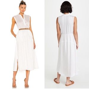 Vince White Striped Midi Dress